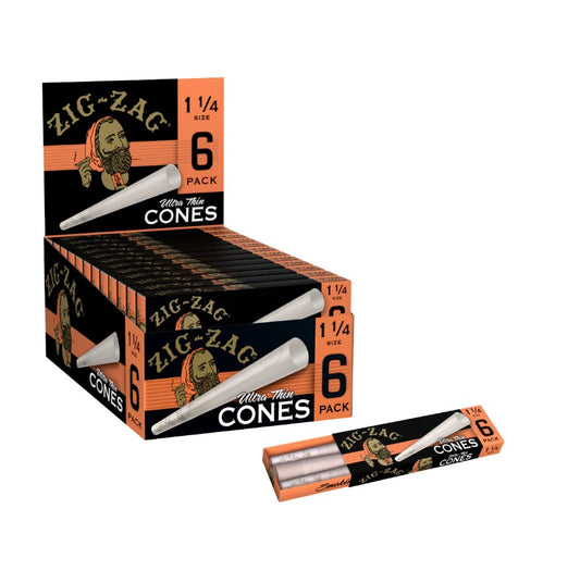 Zig Zag Ultra Thin Cones 1 1/4" Size 6 Pack 24 CT