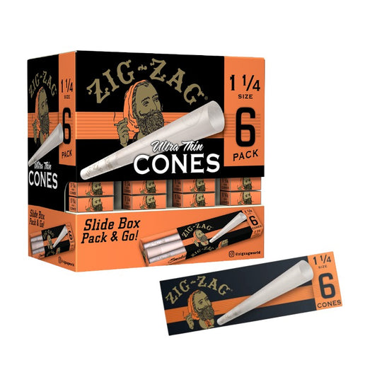 Zig Zag Ultra Thin Cones 1 1/4" Size 6 Pack 36 CT