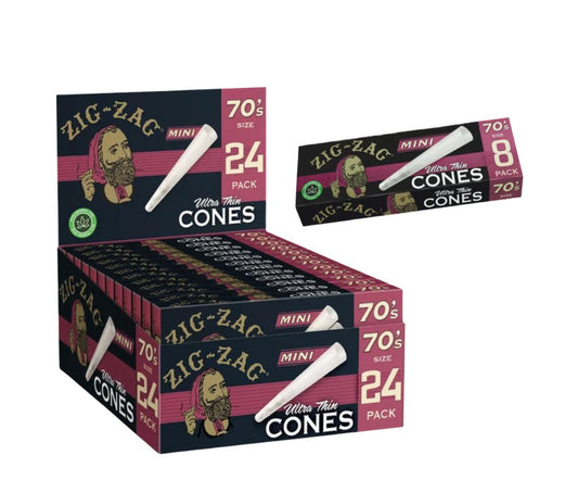Zig Zag Ultra Thin Cones 70mm 8 Pack 24 CT