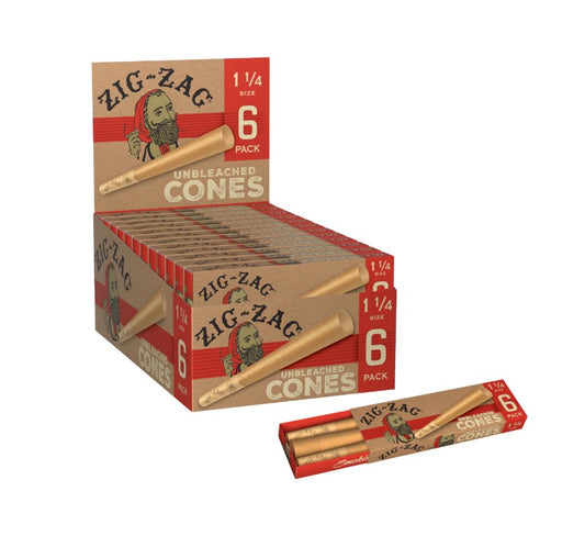 Zig Zag Unbleached Cones 1 1/4" Size 6 Pack 24 CT