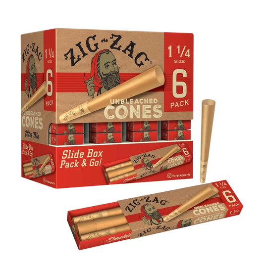 Zig Zag Unbleached Cones 1 1/4" Size 6 Pack 36 CT