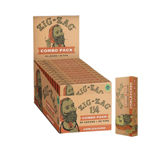 Zig Zag Papers Unbleached 1 1/4" Size + Tips Combo 24 CT