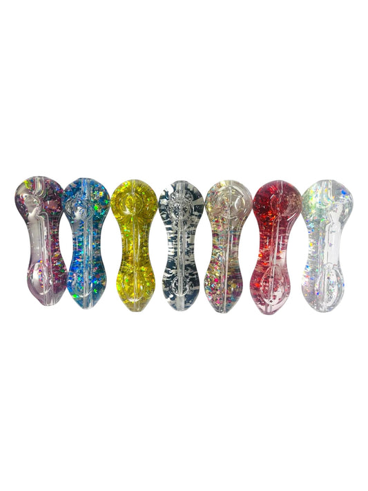 H11 5"  Freezable Straight Star-Glitter Handpipe Assorted Colors 5ct
