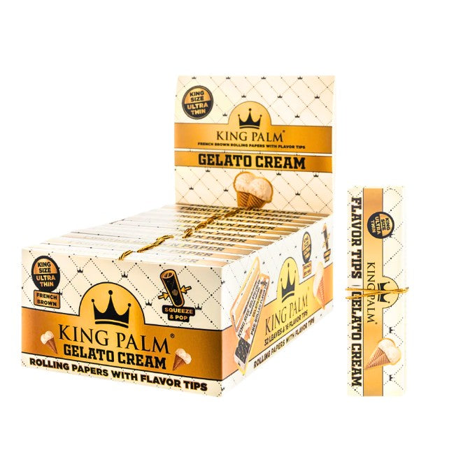 King Palm Hemp Papers King Size Gelato Cream + Tips 24 CT