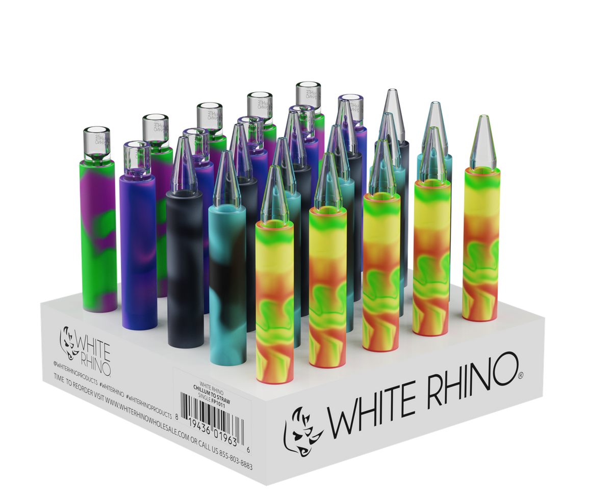 WHITE RHINO CHILLUM TO STRAW ORIGINAL -25ct DISPLAY (PYREX)