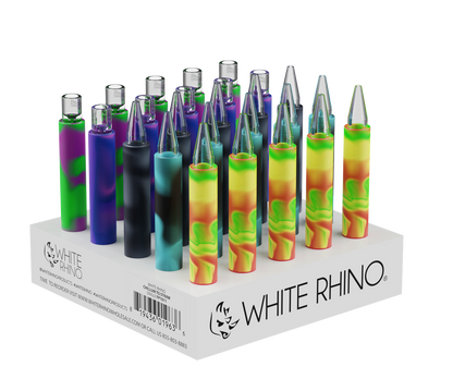 WHITE RHINO CHILLUM TO STRAW ORIGINAL -25ct DISPLAY (PYREX)