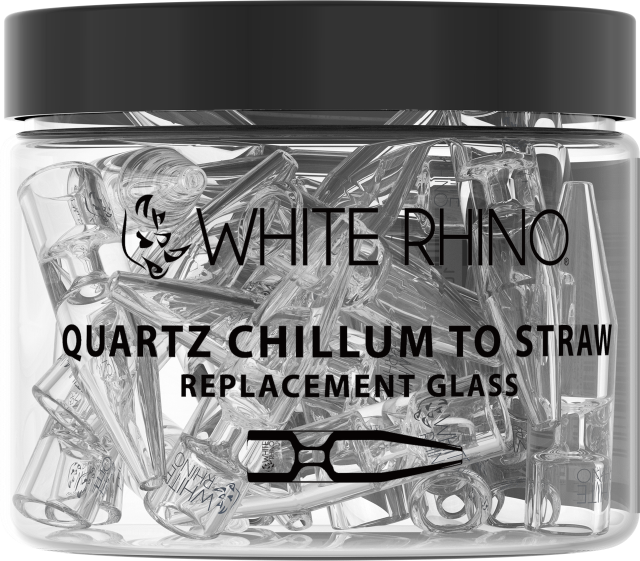 White Rhino Quartz Chillum to Straw Replacement Tips - 25CT Jar