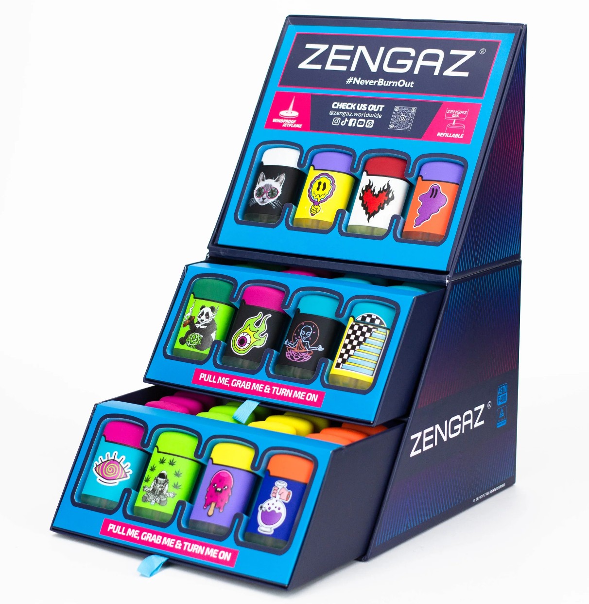 ZENGAZ®| Wing Jet flame Torch lighter Display of 48 [ZL-3]